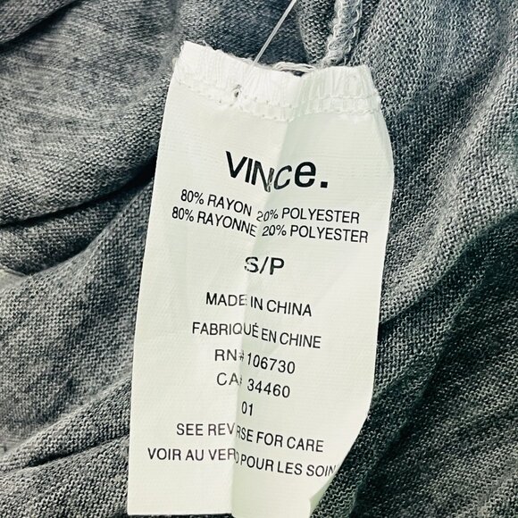 Vince Striped Gray White Short Sleeve Crew Neck Tee Top Small - Picture 3 of 4